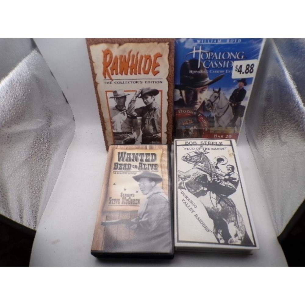 Vintage Western VHS Lot Rawhide Wanted Dead or Alive Hopalong Cassidy Collection